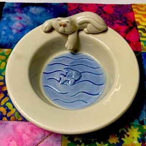 Fitz & Floyd βCat-Fishβ Cat & Fish Sculpture Ceramic Dish Vintage Home Decor